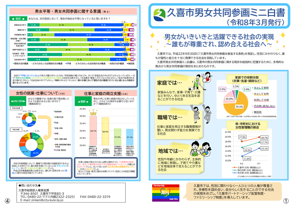 令和7年度版久喜市男女共同参画ミニ白書のプレビュー画像(1,4ページ)