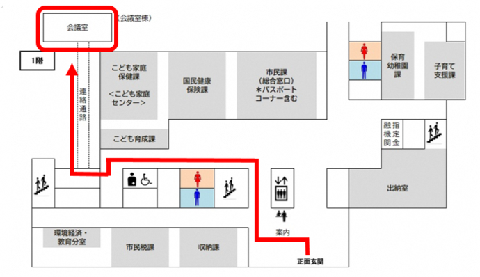 地図:久喜市役所会議室棟