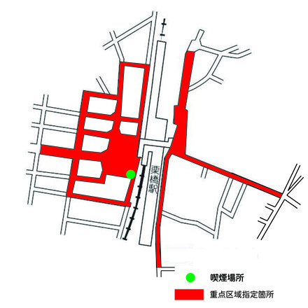 栗橋駅周辺路上喫煙禁止区域図